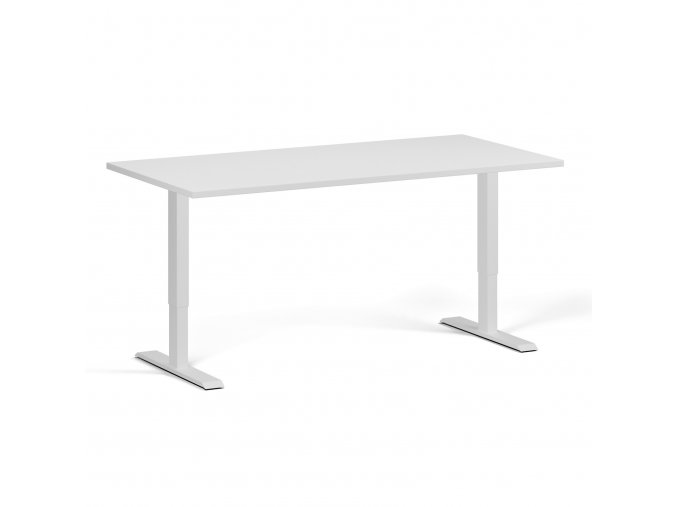 Výškově nastavitelný stůl, elektrický, 675-1325 mm, deska 1600x800 mm, bílá podnož, bílá