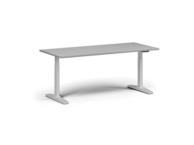 Výškově nastavitelný stůl, elektrický, 675-1325 mm, deska 1800x800 mm, bílá podnož, šedá