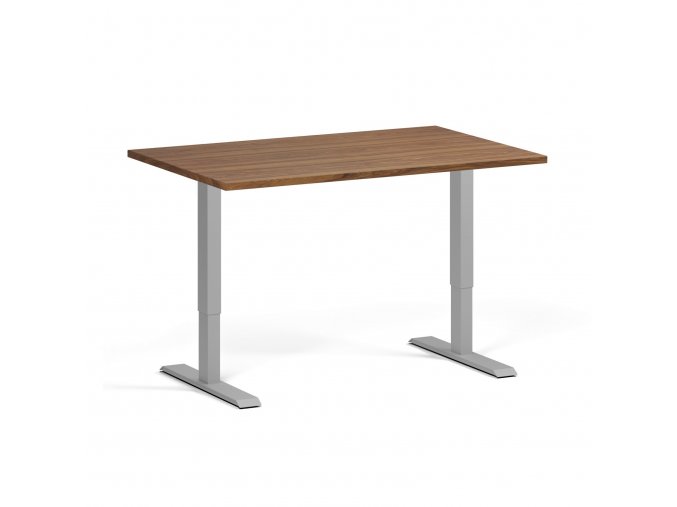 Výškově nastavitelný stůl, elektrický, 675-1325 mm, deska 1200x800 mm, šedá podnož, ořech