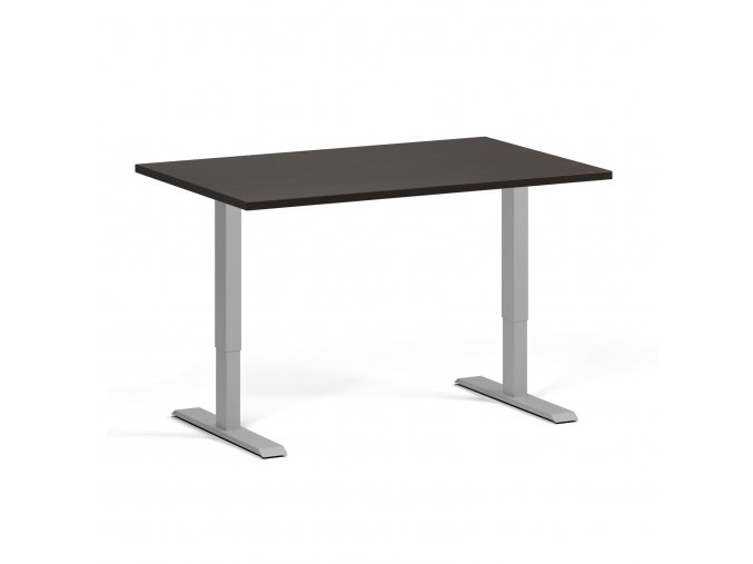 Výškově nastavitelný stůl, elektrický, 675-1325 mm, deska 1200x800 mm, šedá podnož, wenge