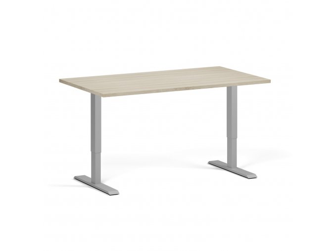 Výškově nastavitelný stůl, elektrický, 675-1325 mm, deska 1400x800 mm, šedá podnož, dub přírodní