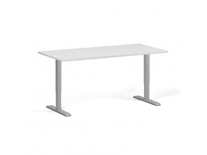Výškově nastavitelný stůl, elektrický, 675-1325 mm, deska 1600x800 mm, šedá podnož, bílá