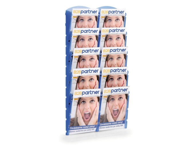 nastenny plastovy zasobnik na prospekty 2 x 5 a5 modry 116671