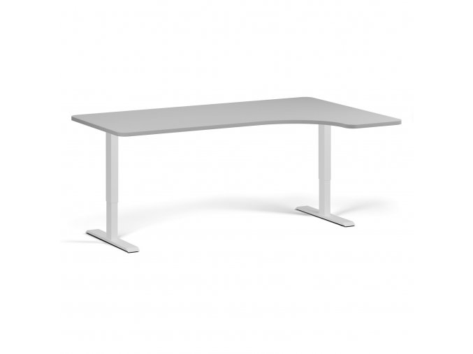 Výškově nastavitelný stůl, elektrický, 675-1325 mm, levý/pravý, deska 1800x1200 mm, bílá podnož, šedá