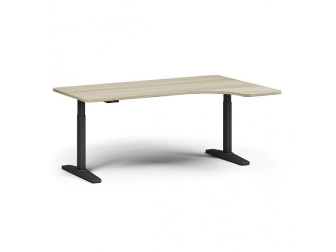 Výškově nastavitelný stůl, elektrický, 675-1325 mm, levý/pravý, deska 1800x1200 mm, černá podnož, dub přírodní