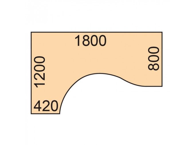 Výškově nastavitelný stůl, elektrický, 675-1325 mm, ergonomický levý, deska 1800x1200 mm, bílá podnož, bílá