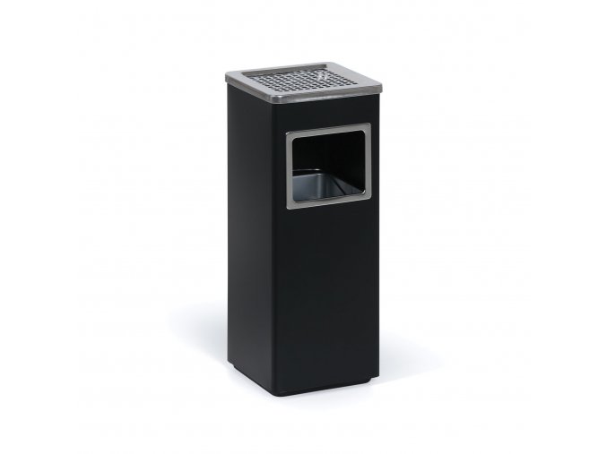 Odpadkový koš s popelníkem a vnitřní nádobou, 11,5 l, černý / nerez