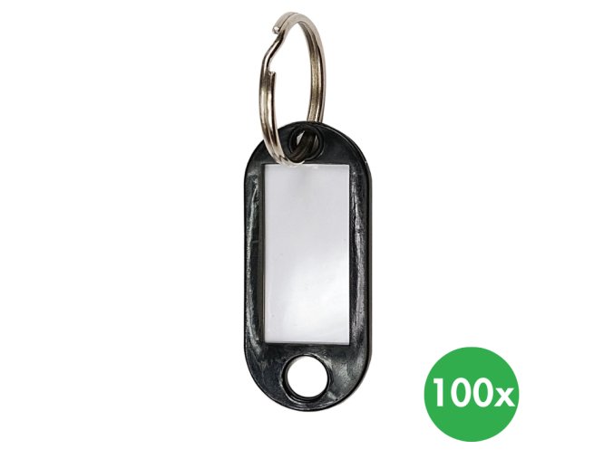 Klíčové závěsy, 100 ks, černé