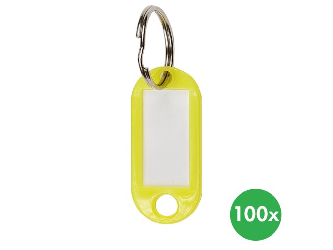 Klíčové závěsy, 100 ks, žluté
