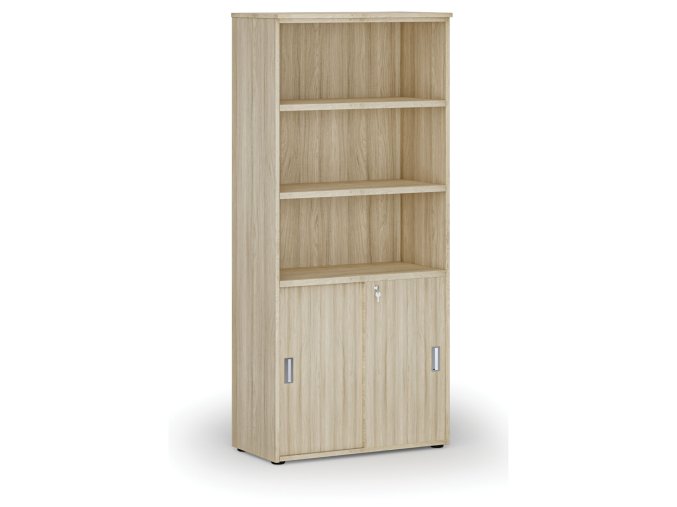 kombinovana kancelarska skrin primo wood zasouvaci dvere na 2 patra 800 x 420 x 1781 mm dub prirodni 71629