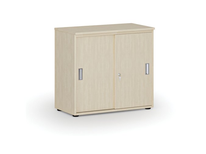 Kancelářská skříň se zasouvacími dveřmi PRIMO WOOD, 800 x 420 x 740 mm, bříza