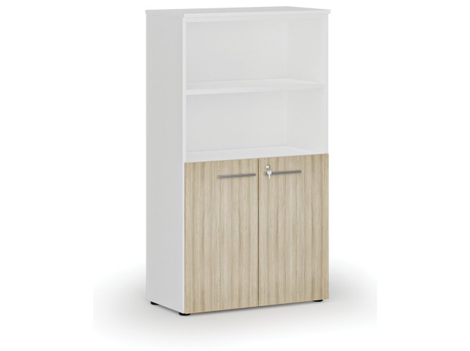 kombinovana kancelarska skrin primo white dvere na 2 patra 800 x 420 x 1434 mm bila dub prirodni 72923