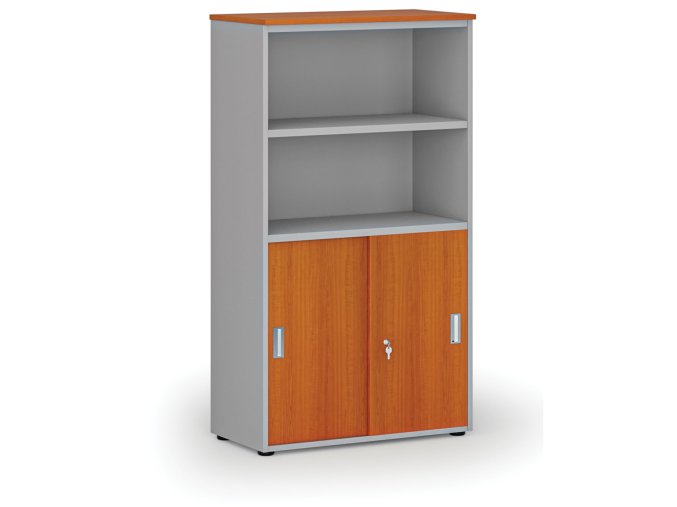 kombinovana kancelarska skrin primo gray zasouvaci dvere na 2 patra 800 x 420 x 1434 mm seda tresen 72987