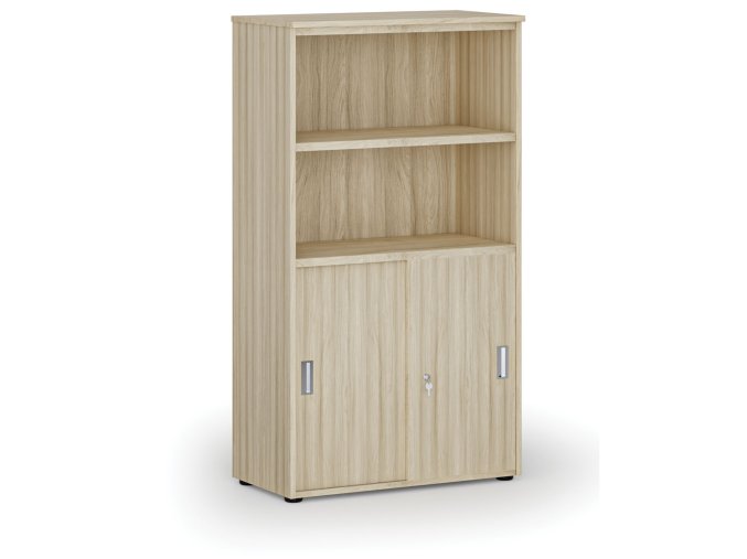 kombinovana kancelarska skrin primo wood zasouvaci dvere na 2 patra 800 x 420 x 1434 mm dub prirodni 73080