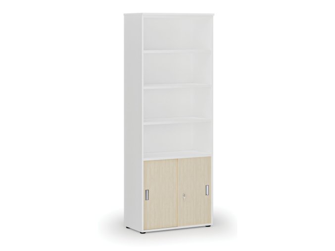 kombinovana kancelarska skrin primo white zasouvaci dvere na 2 patra 800 x 420 x 2128 mm bila briza 73447