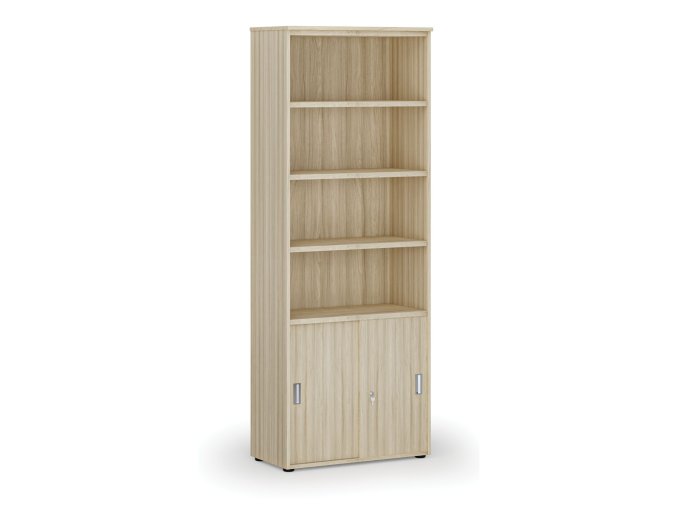kombinovana kancelarska skrin primo wood zasouvaci dvere na 2 patra 800 x 420 x 2128 mm dub prirodni 73492