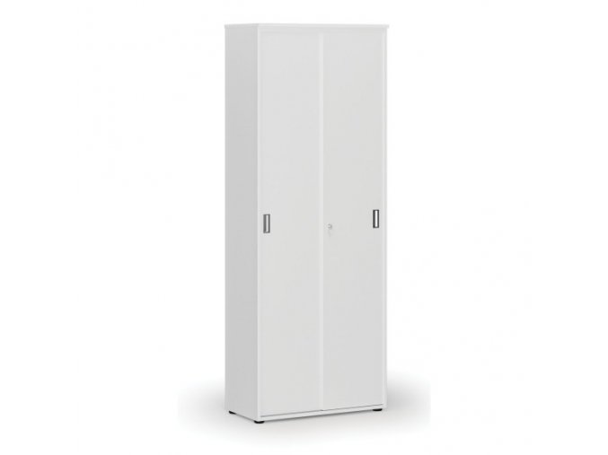 Kancelářská skříň se zasouvacími dveřmi PRIMO WHITE, 2128 x 800 x 420 mm, bílá