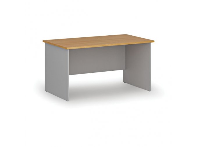 Kancelářský psací stůl rovný PRIMO GRAY, 1400 x 800 mm, šedá/buk