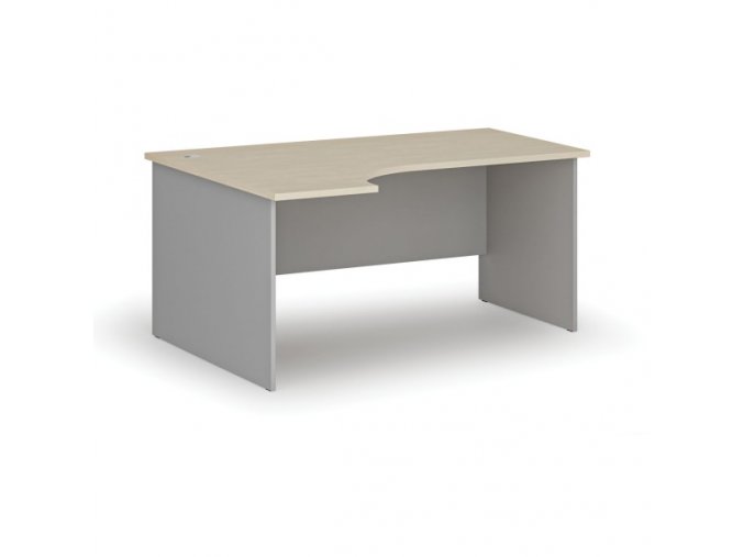 Kancelářský rohový pracovní stůl PRIMO GRAY, 1600 x 1200 mm, levý, šedá/bříza