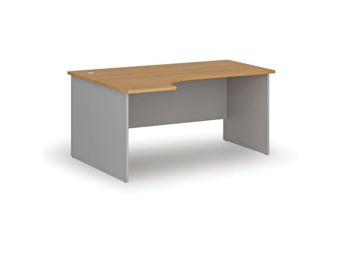 Rohový kancelářský psací stůl PRIMO GRAY, 160x120 cm, levý, šedá/buk