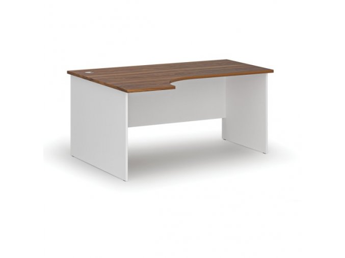 Kancelářský rohový pracovní stůl PRIMO WHITE, 1600 x 1200 mm, levý, bílá/ořech