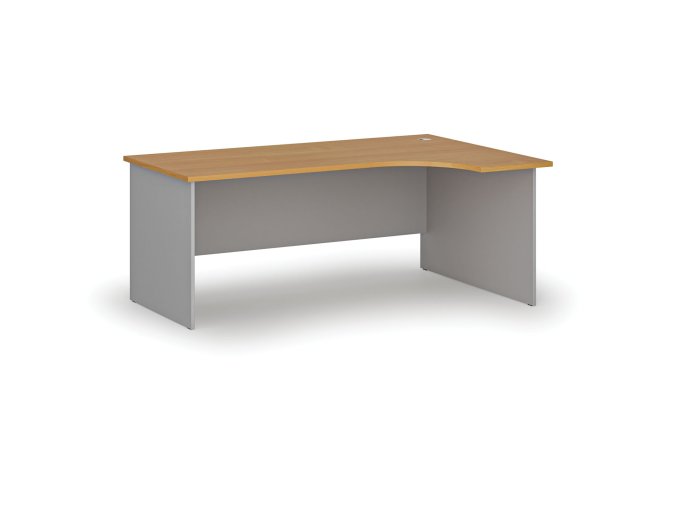 Rohový kancelářský psací stůl PRIMO GRAY, 180x120 cm, pravý, šedá/buk