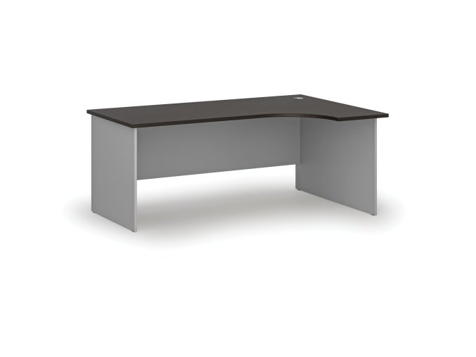 Rohový kancelářský psací stůl PRIMO GRAY, 180x120 cm, pravý, šedá/wenge
