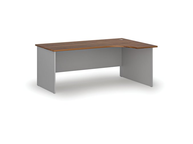 Rohový kancelářský psací stůl PRIMO GRAY, 180x120 cm, pravý, šedá/ořech