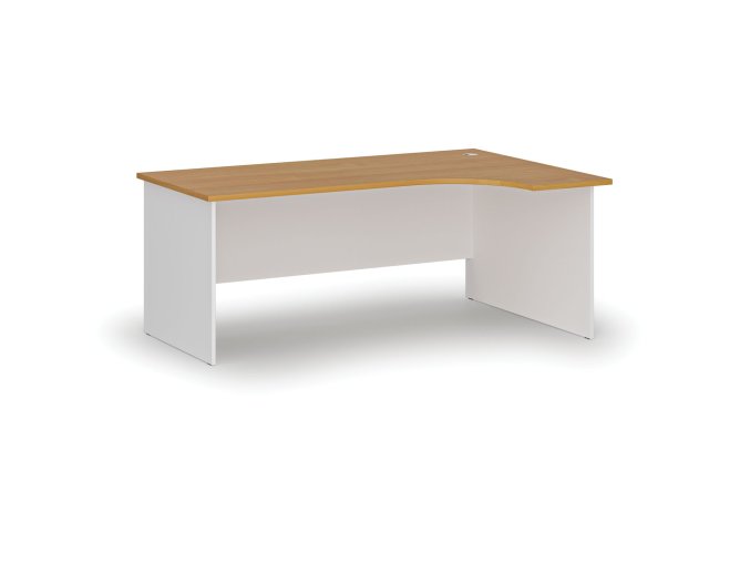 Rohový kancelářský psací stůl PRIMO WHITE, 180x120 cm, pravý, bílá/buk