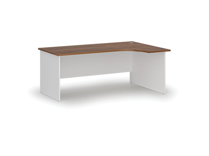 Rohový kancelářský psací stůl PRIMO WHITE, 180x120 cm, pravý, bílá/ořech