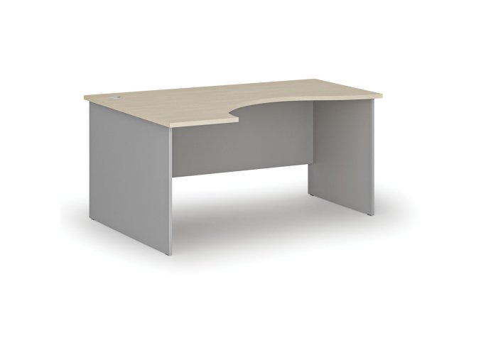 Ergonomický kancelářský psací stůl PRIMO GRAY, 160x120 cm, levý, šedá/bříza