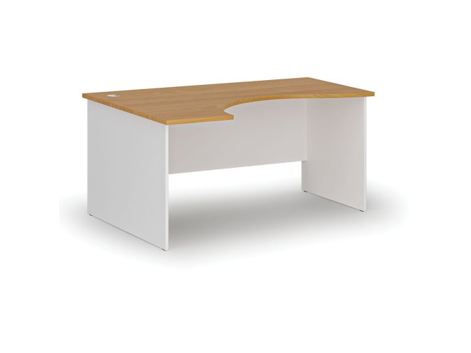 Ergonomický kancelářský psací stůl PRIMO WHITE, 160x120 cm, levý, bílá/buk
