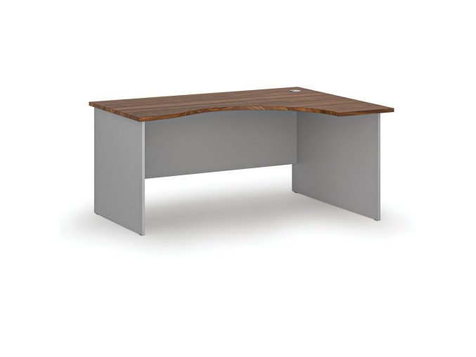 Ergonomický kancelářský psací stůl PRIMO GRAY, 160x120 cm, pravý, šedá/ořech