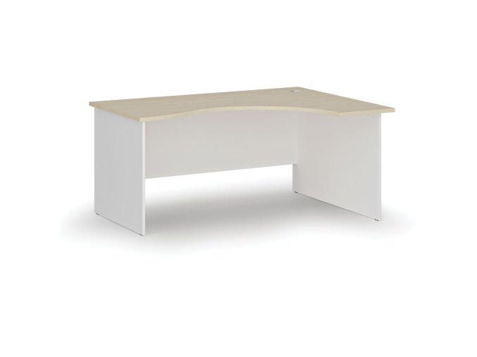 Ergonomický kancelářský psací stůl PRIMO WHITE, 160x120 cm, pravý, bílá/bříza