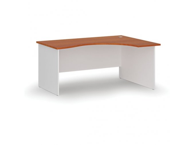 Ergonomický kancelářský pracovní stůl PRIMO WHITE, 1600 x 1200 mm, pravý, bílá/třešeň