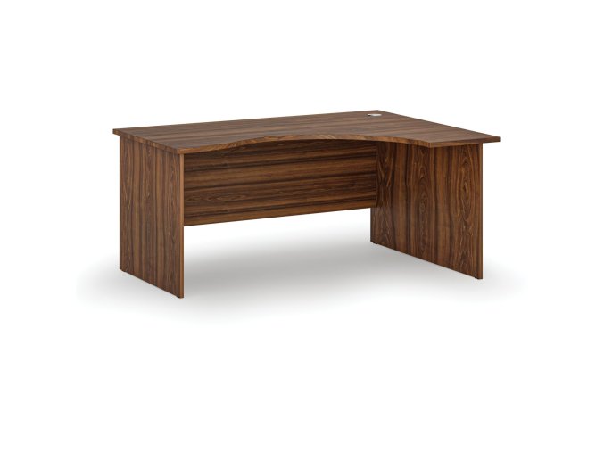 Ergonomický kancelářský psací stůl PRIMO WOOD, 160x120 cm, pravý, ořech