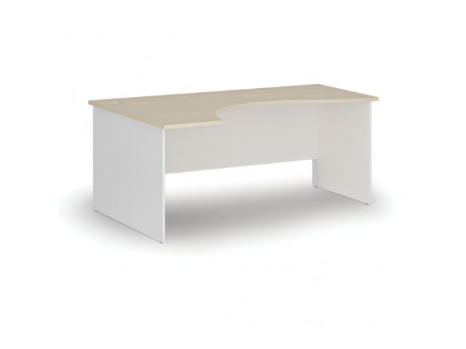 Ergonomický kancelářský pracovní stůl PRIMO WHITE, 1800 x 1200 mm, levý, bílá/bříza
