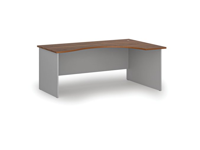 Ergonomický kancelářský psací stůl PRIMO GRAY, 180x120 cm, pravý, šedá/ořech