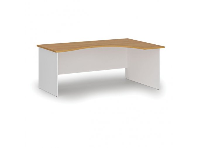 Ergonomický kancelářský pracovní stůl PRIMO WHITE, 1800 x 1200 mm, pravý, bílá/buk