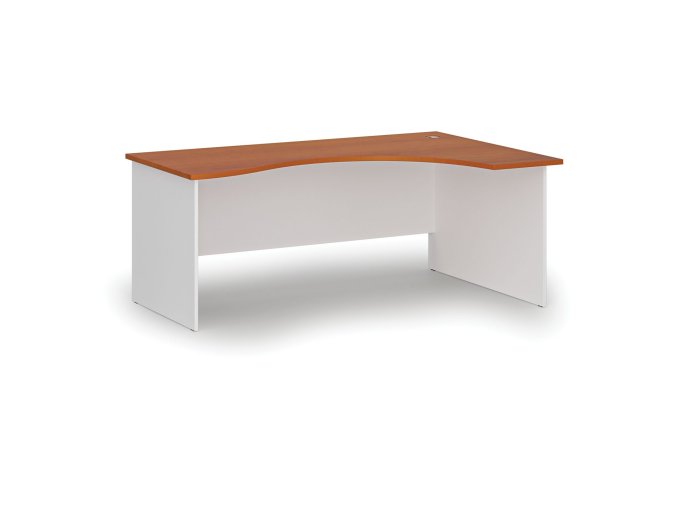 Ergonomický kancelářský psací stůl PRIMO WHITE, 180x120 cm, pravý, bílá/třešeň