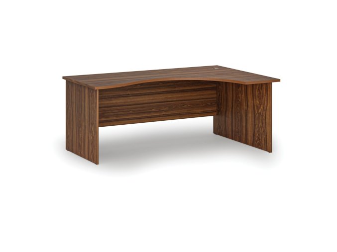 Ergonomický kancelářský psací stůl PRIMO WOOD, 180x120 cm, pravý, ořech
