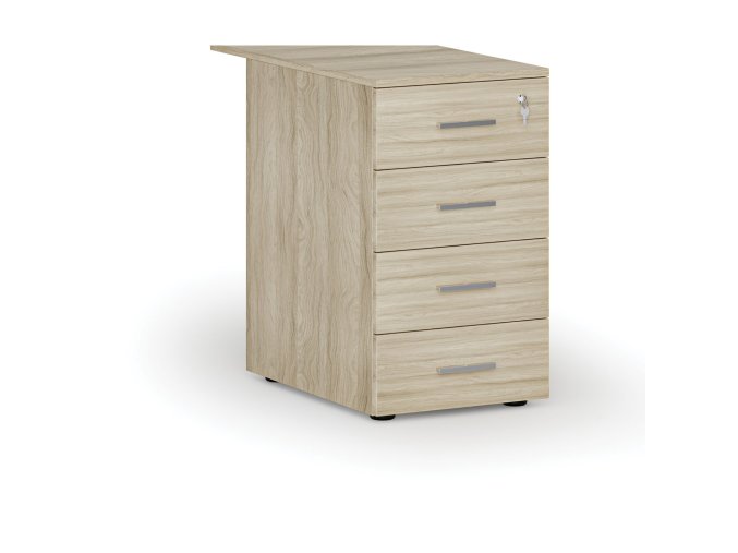 Kancelářský přístavný zásuvkový kontejner PRIMO WOOD, 4 zásuvky, dub přírodní