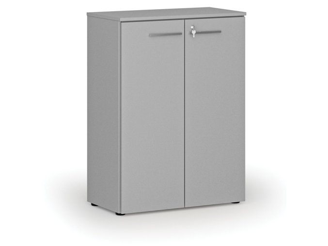 Kancelářská skříň s dveřmi PRIMO GRAY, 1087 x 800 x 420 mm, šedá
