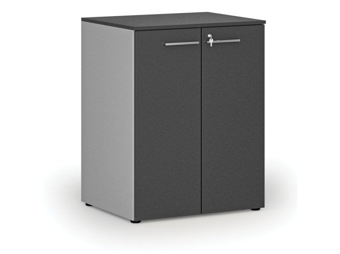 kancelarska skrin s dvermi primo gray 2 police 800 x 640 x 1027 mm seda grafit 74456