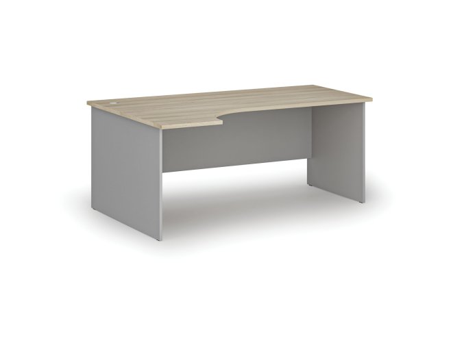 Rohový kancelářský psací stůl PRIMO GRAY, 180x120 cm, levý, šedá/dub přírodní