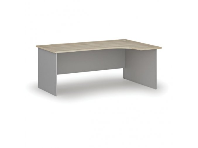 Kancelářský rohový pracovní stůl PRIMO GRAY, 1800 x 1200 mm, pravý, šedá/dub přírodní