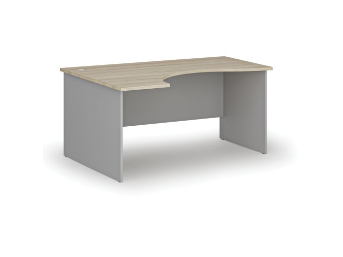 Ergonomický kancelářský psací stůl PRIMO GRAY, 160x120 cm, levý, šedá/dub přírodní