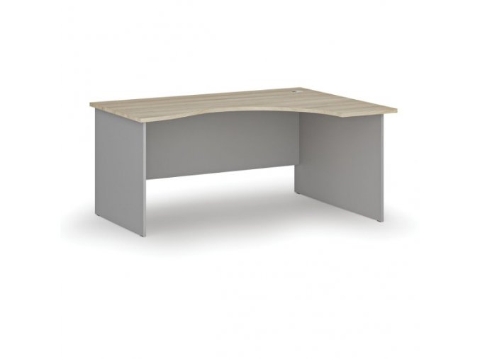 Ergonomický kancelářský pracovní stůl PRIMO GRAY, 1600 x 1200 mm, pravý, šedá/dub přírodní