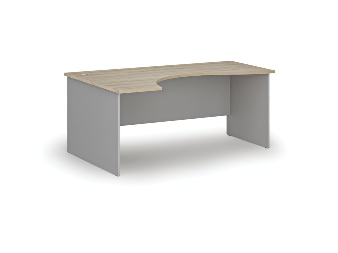 Ergonomický kancelářský psací stůl PRIMO GRAY, 180x120 cm, levý, šedá/dub přírodní