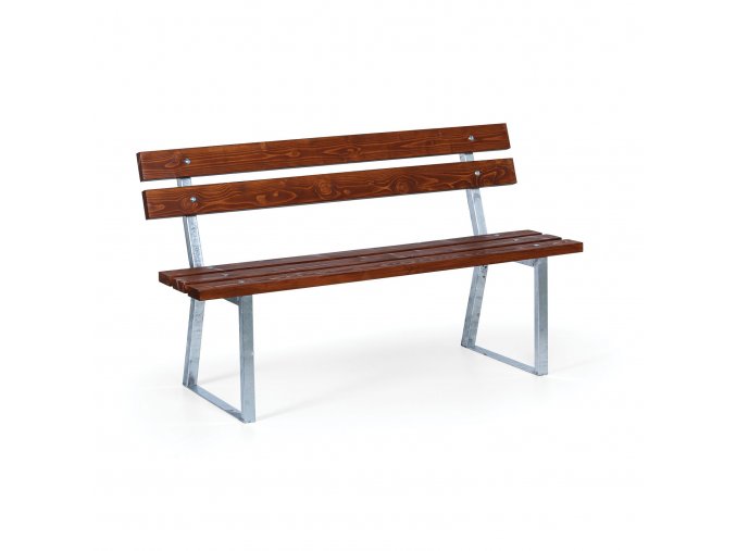 Parková lavička STANDARD s opěradlem, zinkovaná, 1500 mm, mahagon tmavý
